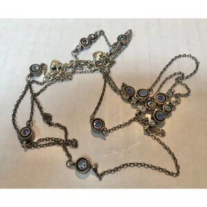 Brighton Halo 54" long station necklace silver-tone metal blue crystals